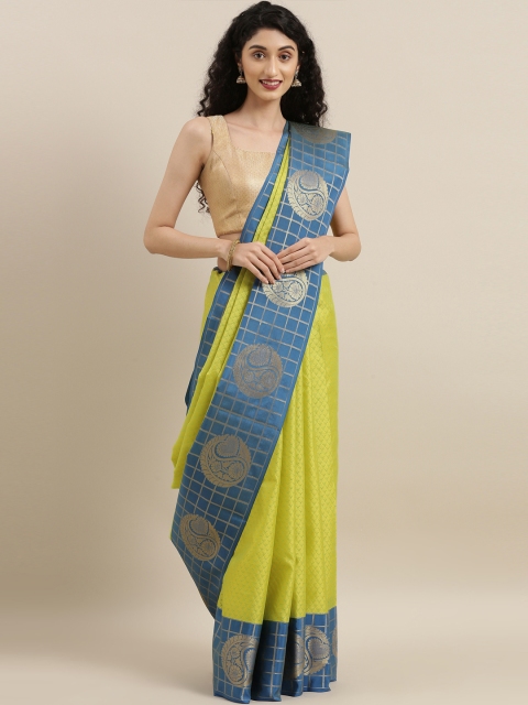 

The Chennai Silks Fluorescent Green & Blue Organza Woven Design Saree