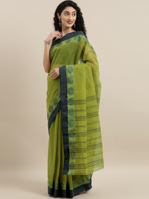 

The Chennai Silks Green Pure Cotton Solid Taant Saree