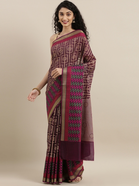 

The Chennai Silks Maroon & Purple Organza Woven Design Saree