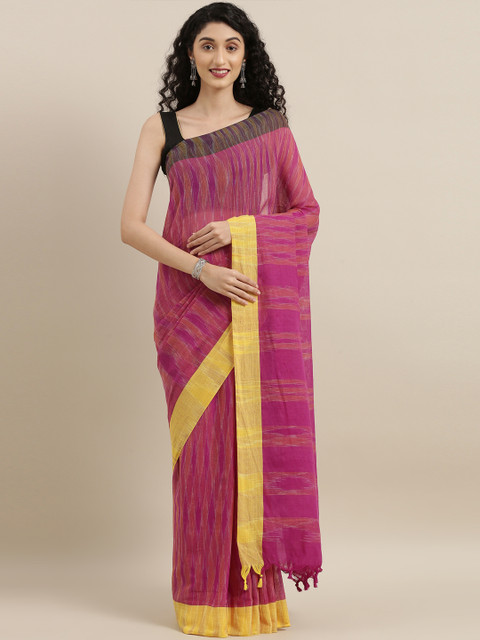 

The Chennai Silks Pink Printed Linen Blend Saree