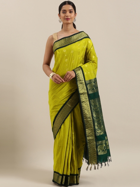 

The Chennai Silks Classicate Green Woven Design Polycotton Saree