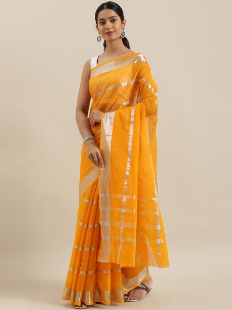 

The Chennai Silks Classicate Yellow & Silver Pure Cotton Woven Design Venkatgiri Saree