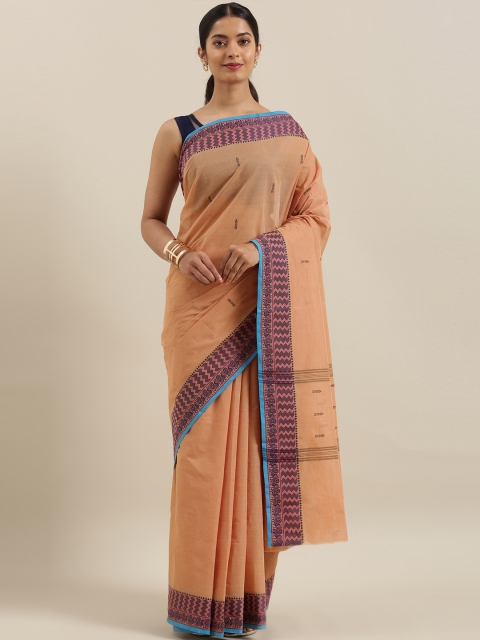 

The Chennai Silks Classicate Brown Pure Cotton Solid Chettinad Saree
