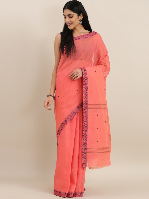 

The Chennai Silks Peach-Coloured Pure Cotton Solid Chettinad Saree