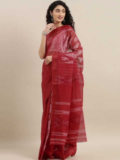 

The Chennai Silks Classicate Red & Off-White Pure Cotton Woven Design Taant Saree
