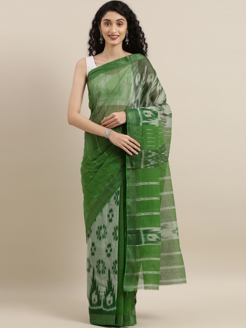 

The Chennai Silks Classicate Green & Grey Pure Cotton Woven Design Taant Saree