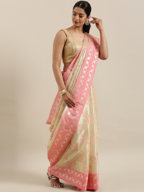 

The Chennai Silks Off-White & Golden Organza Woven Design Saree