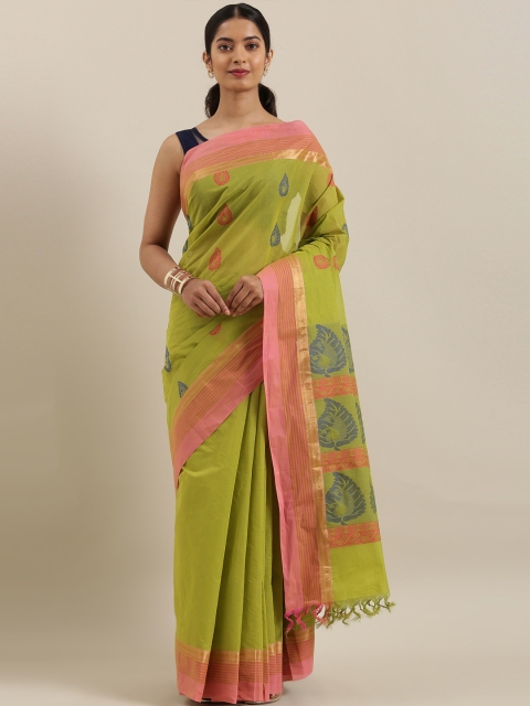 

The Chennai Silks Classicate Green Pure Cotton Solid Kovai Saree