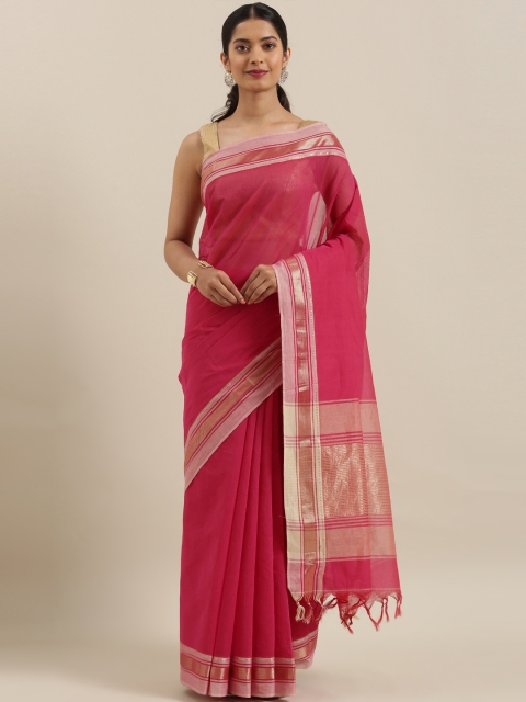 

The Chennai Silks Pink Solid Pure Cotton Saree