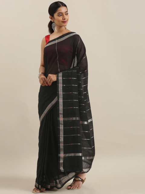 

The Chennai Silks Classicate Black & Silver Pure Cotton Woven Design Venkatgiri Saree