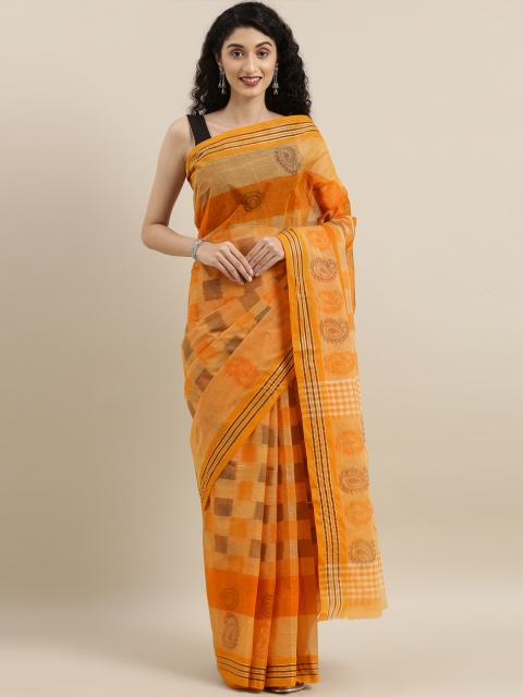 

The Chennai Silks Classicate Mustard Yellow Pure Cotton Woven Design Taant Saree