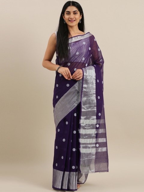 

The Chennai Silks Violet Pure Cotton Woven Design Venkatgiri Saree