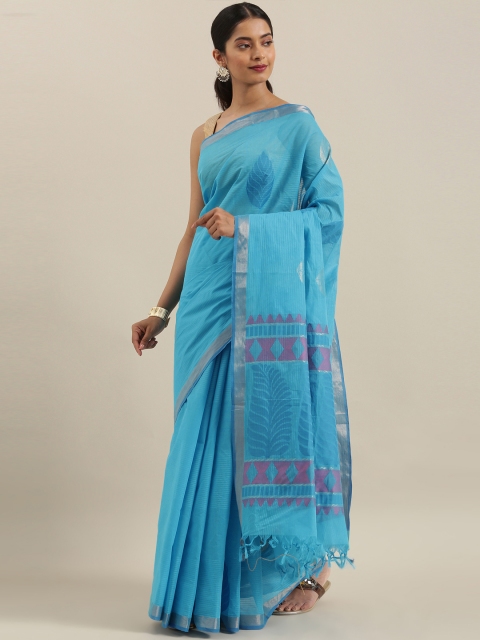 

The Chennai Silks Blue Pure Cotton Woven Design Kovai Saree