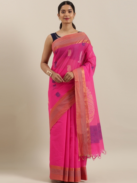 

The Chennai Silks Pink Pure Cotton Woven Design Kovai Saree