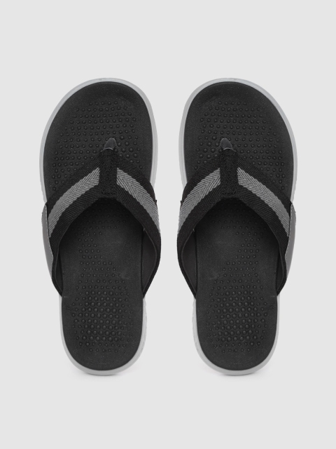 

Kook N Keech Men Black & Charcoal Grey Striped Thong Flip-Flops