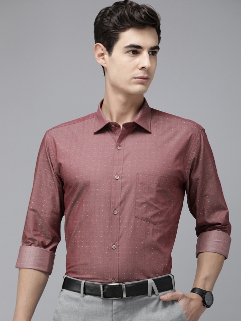 

Park Avenue Men Maroon & White Slim Fit Self Design Formal Shirt