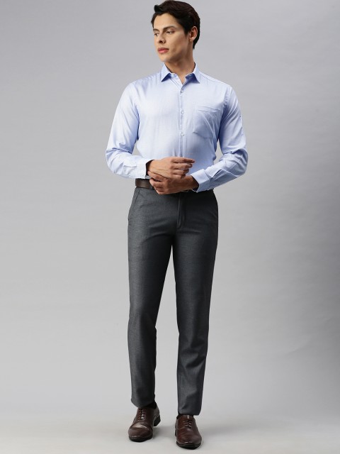 

Park Avenue Men Blue Self-designed Regular Fit Formal Shirt