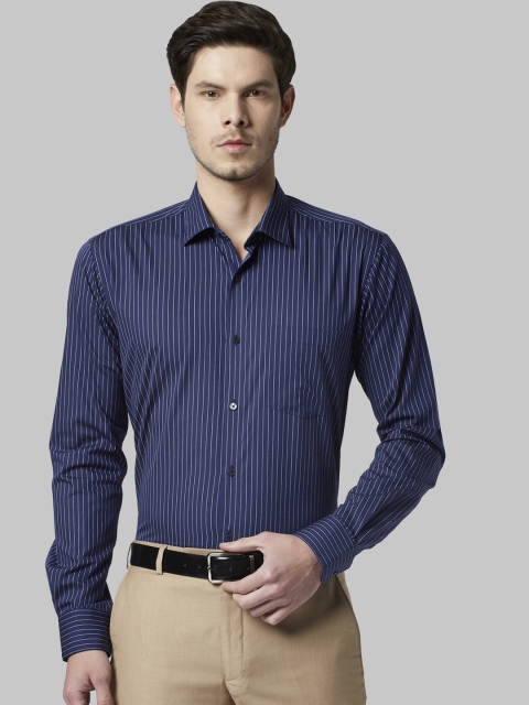 

Park Avenue Men Blue & White Slim Fit Striped Pure Cotton Formal Shirt
