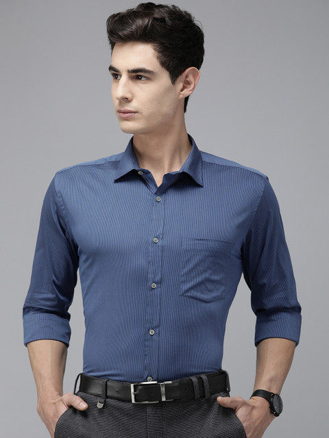 

Park Avenue Men Blue Striped Slim Fit Formal Shirt