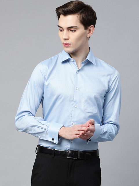 

Raymond Men Blue Regular Fit Self Design Formal Shirt