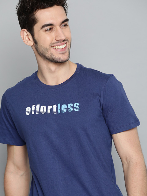 

Mast Harbour Men Navy Blue Pure Cotton Typography Printed Round Neck Pure Cotton T-shirt