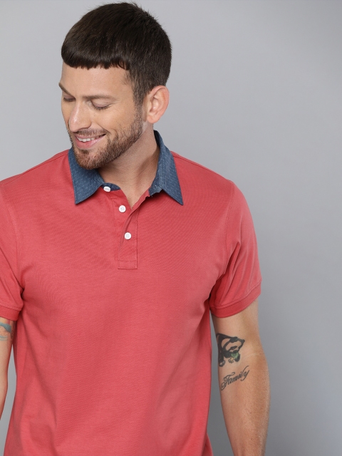 

Mast & Harbour Men Red Solid Polo Collar T-shirt