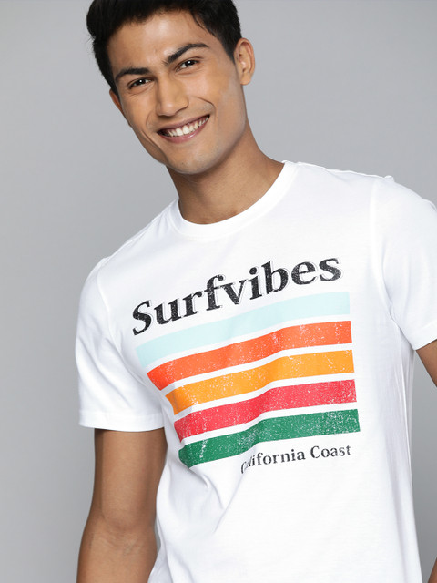 

Mast & Harbour Men White Printed Round Neck T-shirt