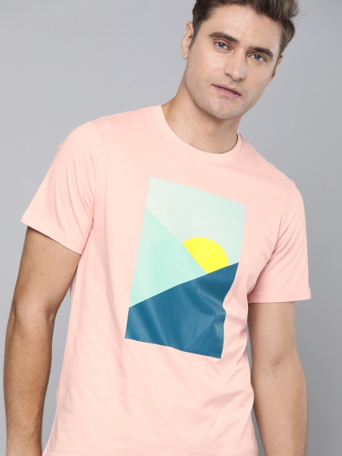 

Mast & Harbour Men Pink Printed Round Neck T-shirt
