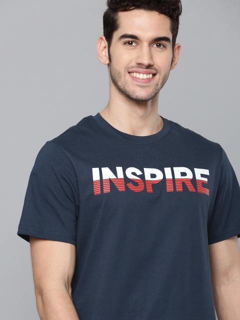 

Mast & Harbour Men Navy Blue & White Typography Print Round Neck T-shirt