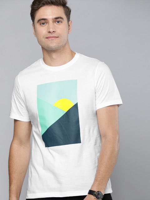 

Mast & Harbour Men White Printed Round Neck T-shirt