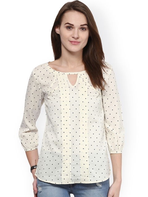 

Harpa Off-White Polka Dot Print Top