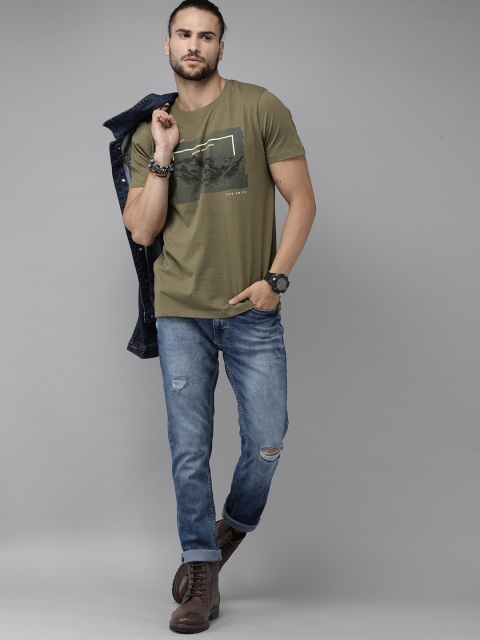 

Roadster Men Blue Skinny Ankle Fit Mid-Rise Low Distress Stretchable Jeans