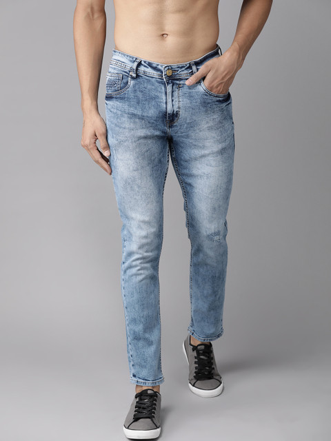 

Roadster Men Navy Blue Slim Fit Mid-Rise Low Distress Jeans