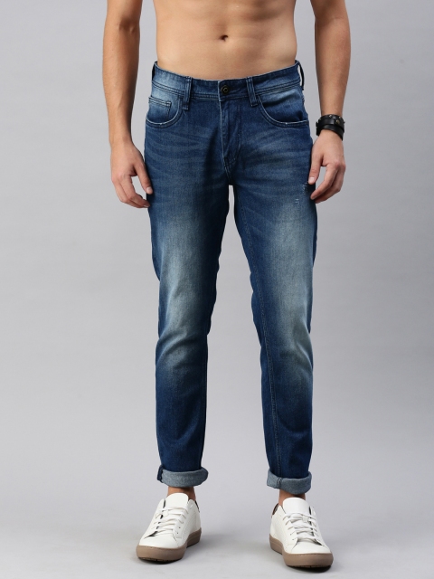 

The Roadster Lifestyle Co Men Blue Skinny Fit Mid-Rise Low Distress Jeans