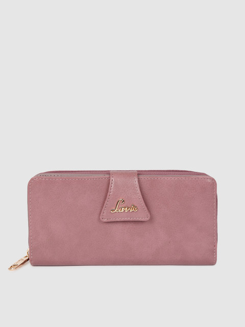 

Lavie Women Pink Solid Zip Around Wallet