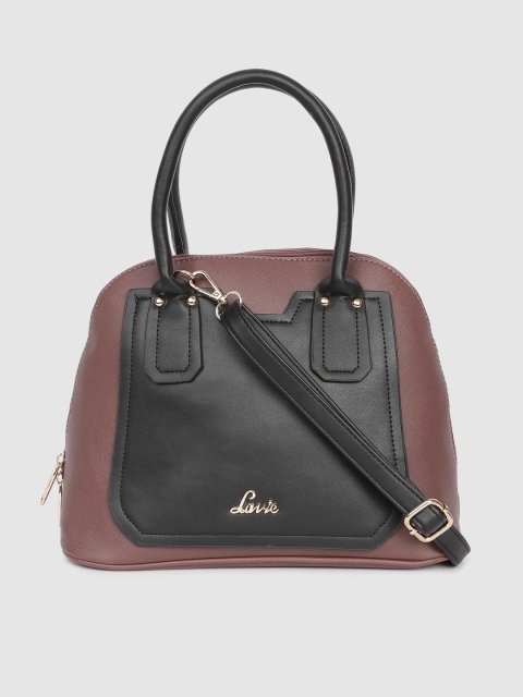 

Lavie Black & Dusty Pink Colourblocked Handheld Bag