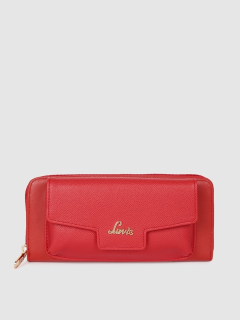 

Lavie Women Coral Red Solid Zip Around Wallet