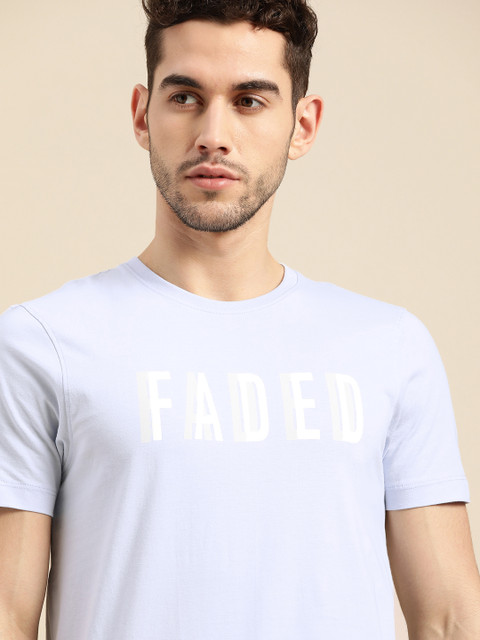 

ether Men Blue Pure Cotton Printed Round Neck T-shirt