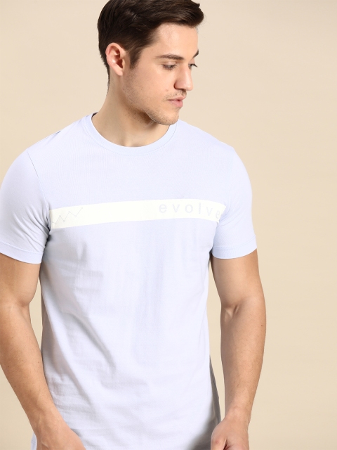 

ether Men Lavender Pure Cotton Solid Round Neck T-shirt