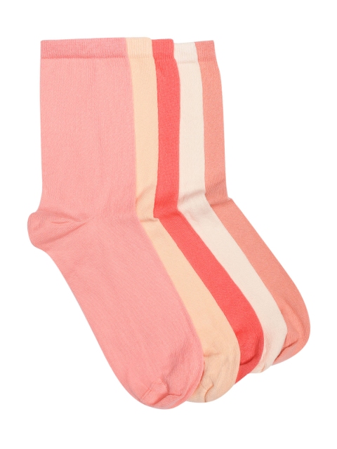 

Marks & Spencer Women Pack of 5 Peach-Coloured Solid Above Ankle-Length Socks