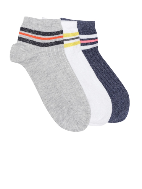 

Marks & Spencer Women Pack of 3 Ankle-Length Socks, Grey melange