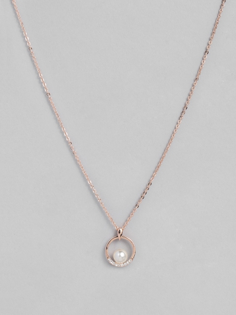 

justpeachy Gold-Toned Pearl Pendant With Chain