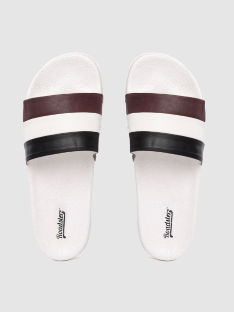

The Roadster Lifestyle Co Women Burgundy & White Striped Sliders