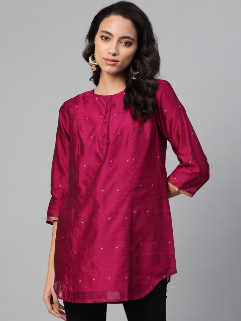 

Fabindia Women Magenta & Golden Self Design Tunic