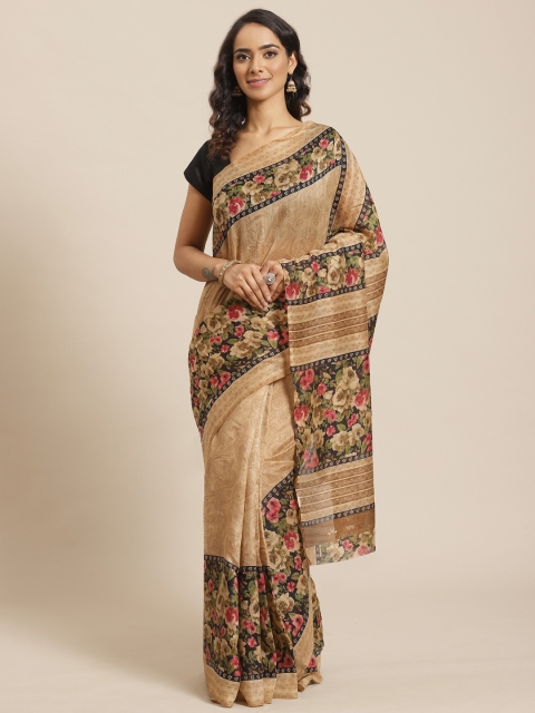 

Vipul Beige & Pink Floral Border Saree