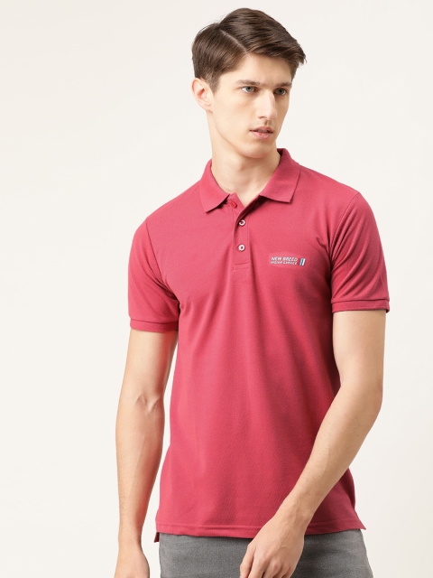 

The Indian Garage Co Men Pink Solid Polo Collar T-shirt