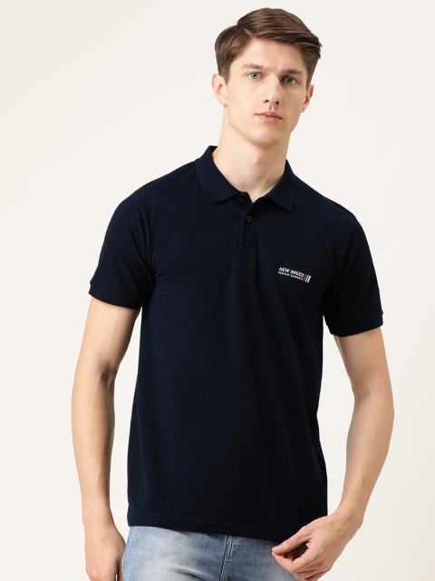 

The Indian Garage Co Men Navy Blue Solid Polo Collar T-shirt