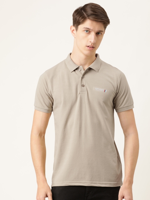 

The Indian Garage Co Men Beige Solid Polo Collar T-shirt