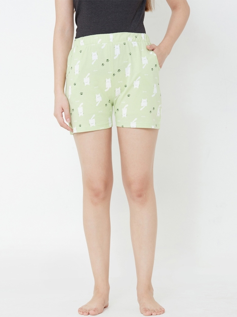 

Sweet Dreams Women Green Printed Lounge Shorts