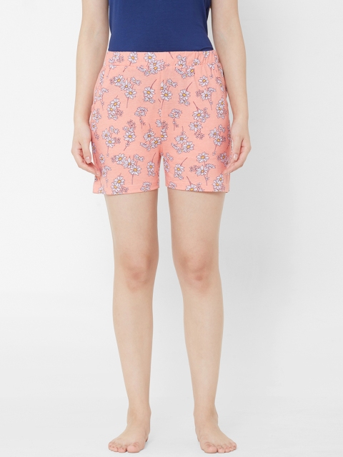 

Sweet Dreams Women Peach-Coloured & White Floral Print Lounge Shorts